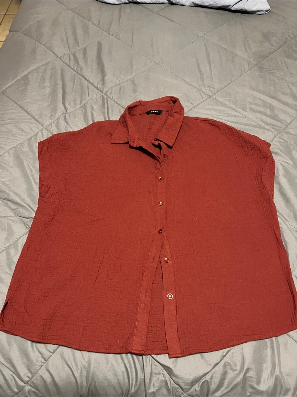 Relaxed Rust Button-Down Shirt - Women